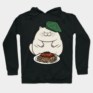 Cute Fat cat is eating spaghetti Hoodie